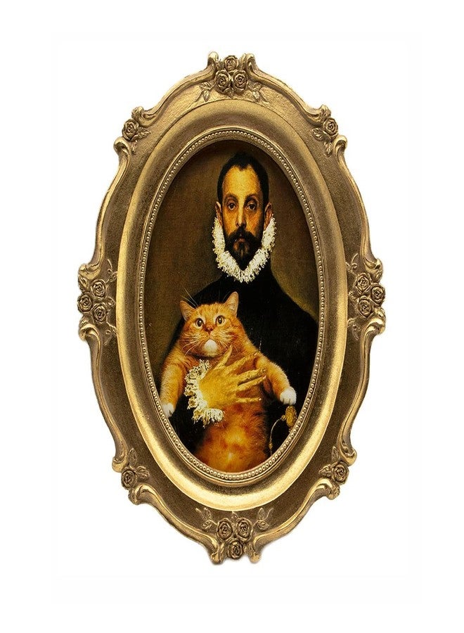 SIKOO Vintage Picture Frame 4X6 Antique Ornate Gold Oval Picture Frame Tabletop and Wall Mount Antique Victorian Wall Decor Gallery - Image 1